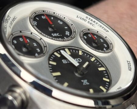 The Seiko Prospex Speedtimer SFJ009P1 Rewards a Second Look Seiko Prospex Speedtimer SFJ009P1 Laurel anniversary solar chronograph on a stainless steel bracelet