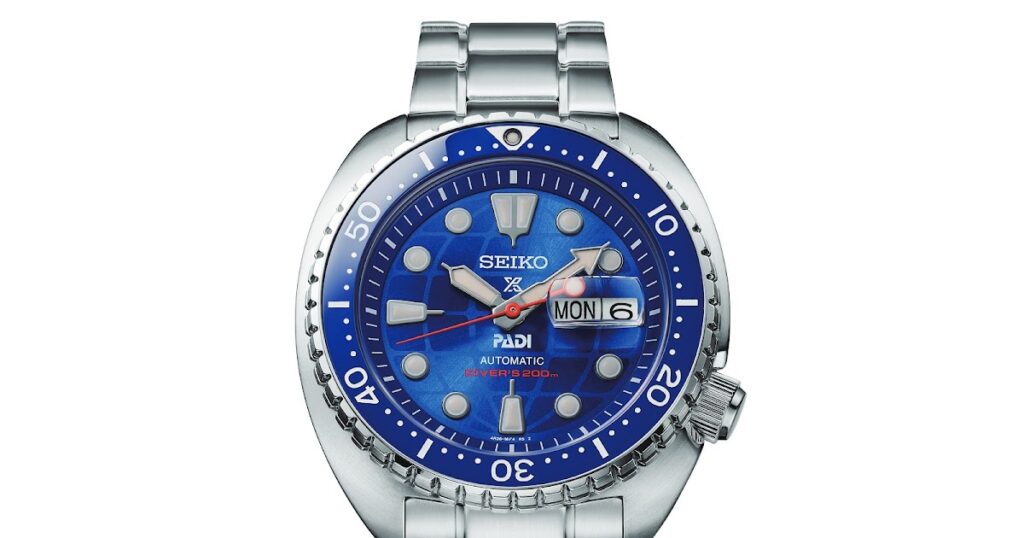 Seiko’s PADI Anniversary Turtle Puts a Ceramic Bezel on a Familiar Diver Seiko Prospex PADI 60th Anniversary Limited Edition HBB002K1 diver watch with blue dial and ceramic bezel