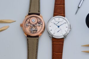 Urban Jürgensen’s UJ-1 Tourbillon Brings Derek Pratt’s Pocket Watch Genius to the Wrist Urban Jürgensen UJ-1 Tourbillon 250th Anniversary Watch movement with flying barrel and tourbillon