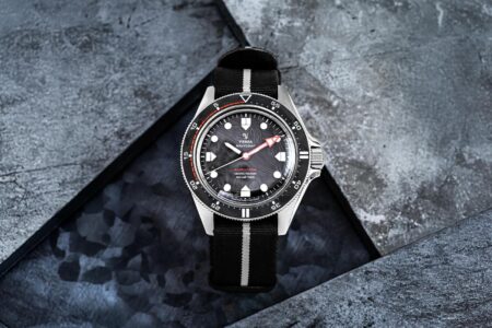 Yema Navygraf Barracuda CMM.20 Marine Nationale 400th anniversary watch with forged carbon dial