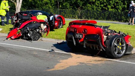 Ferrari SF90 Spider Crash on the Gold Coast Shows the Purpose of Supercar Safety Engineering Damaged Ferrari SF90 Spider after a severe crash on Australia’s Gold Coast
