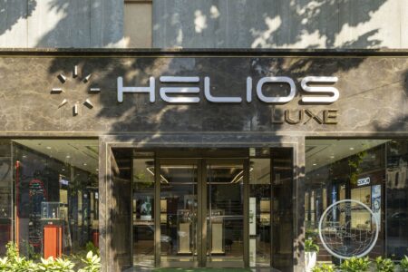 Helios Luxe luxury watch boutique interior in India with display cases and modern retail lighting