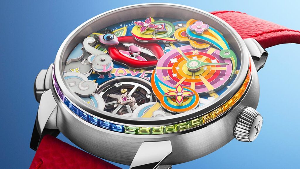 Louis Vuitton Tambour Taiko Arty Automata watch with psychedelic animated dial and flying tourbillon