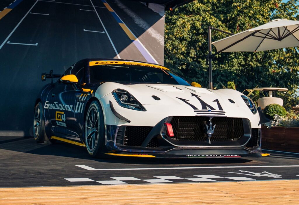 Maserati Project GT4 race car with Trident livery at Goodwood