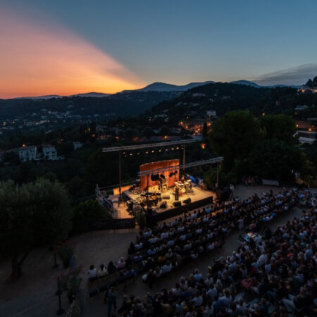 Evening concert atmosphere in the medieval village of Saint-Paul de Vence on the French Riviera
