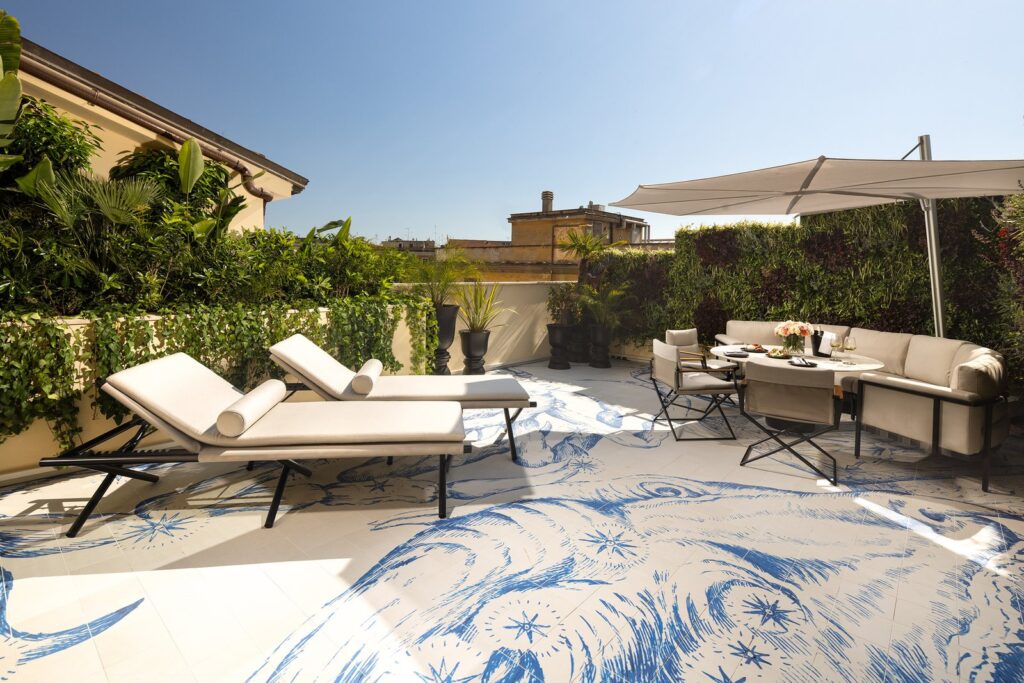 Pietro Ruffo’s Rome Hotel Brings Contemporary Art to Via Veneto Pietro Ruffo artwork displayed inside art’otel Rome Via Veneto in Rome