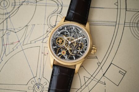 Minerva’s Yellow Gold Unveiled Chronograph Brings the Mechanism to the Front Minerva The Unveiled Chronograph Limited Edition 30 in yellow gold with exposed brown-toned movement