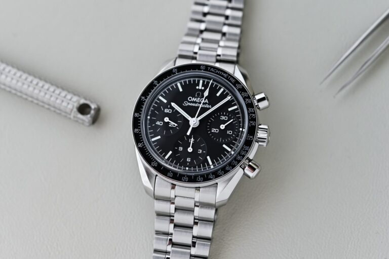 Omega Brings the Speedmaster 38mm Closer to the Moonwatch Omega Speedmaster 38mm black dial steel chronograph on bracelet