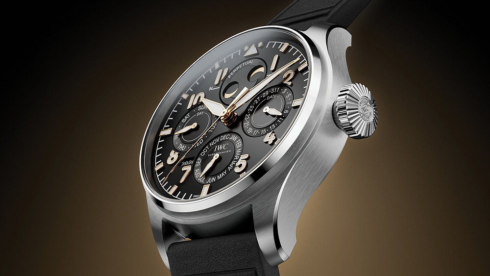 IWC Big Pilot’s Watch Perpetual Calendar ProSet 140 Years Mercedes-Benz with black dial and stainless steel case