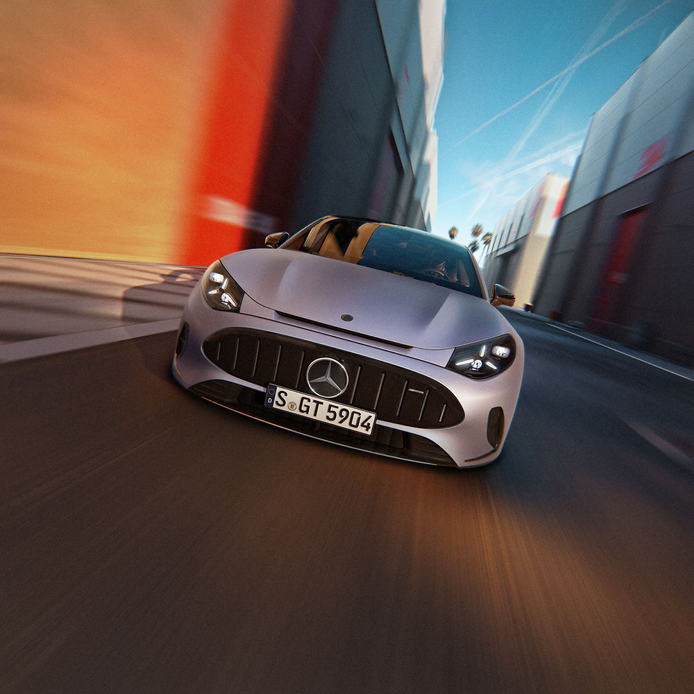 Mercedes-AMG GT 53 4-Door Coupé Brings 544 HP Electric Performance Mercedes-AMG GT 53 4-Door Coupé driving on a sweeping road at dusk