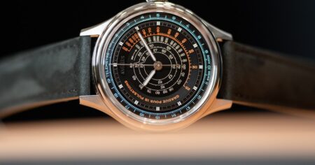 Angelus Instrument de Mesures Brings Three Chronograph Scales to One Dial Angelus Instrument de Mesures monopusher chronograph with triple measurement scales
