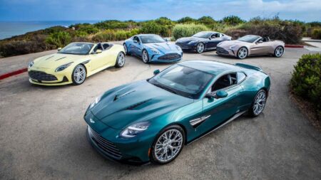 Aston Martin’s Heritage Collection Brings Five Classic Colours Back to Modern Sports Cars Five Aston Martin Heritage Collection sports cars in revived classic paint colours