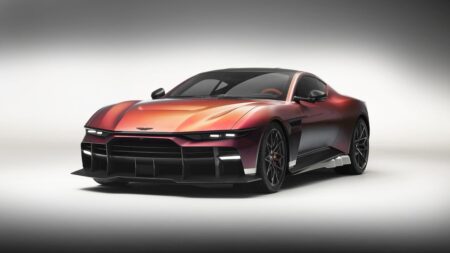 Aston Martin Valen front-engined V12 grand tourer with sharp LED headlights and carbon-fibre bodywork