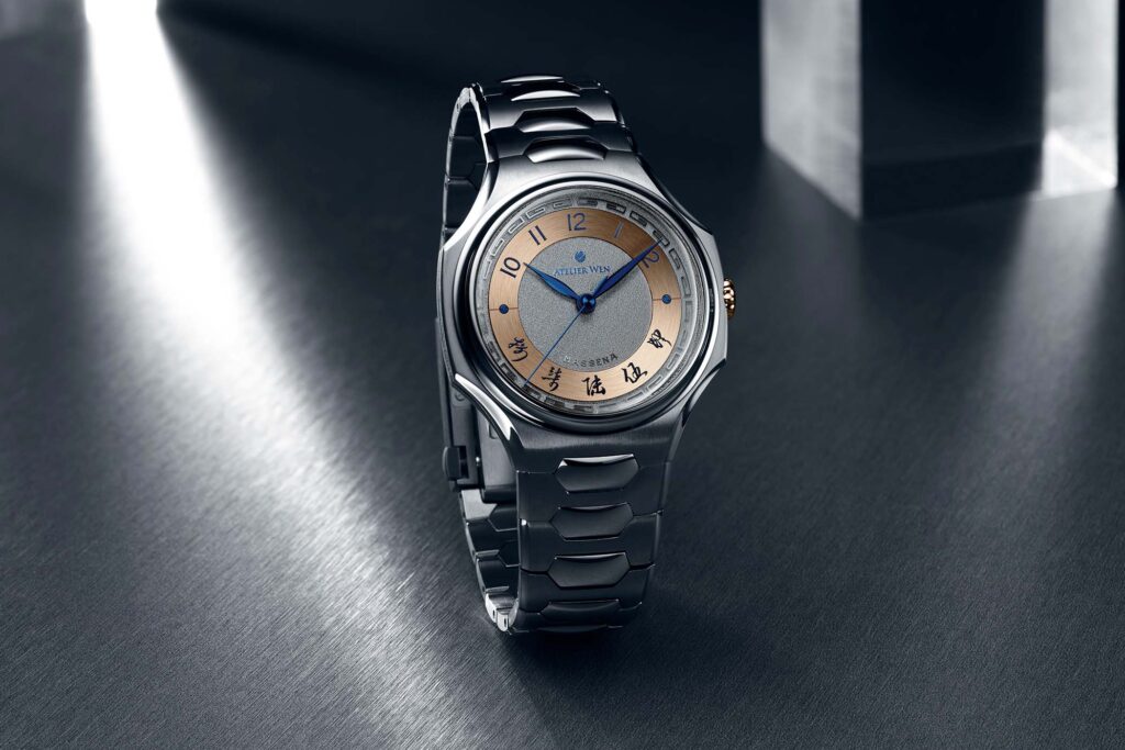 Atelier Wen and Massena LAB Give the Inflection a Tantalum and Gold Glow Atelier Wen x Massena LAB Inflection Shuo tantalum watch with gold dial