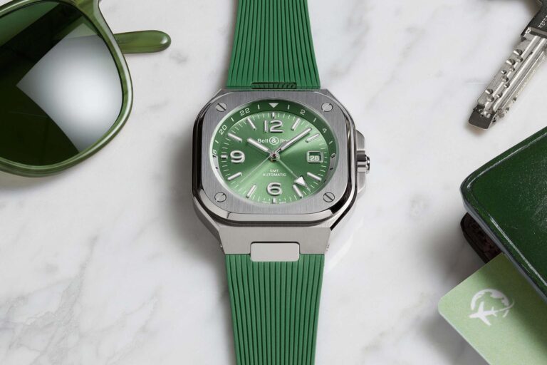 Bell & Ross BR-05 GMT Green Steel with sage green dial and integrated bracelet