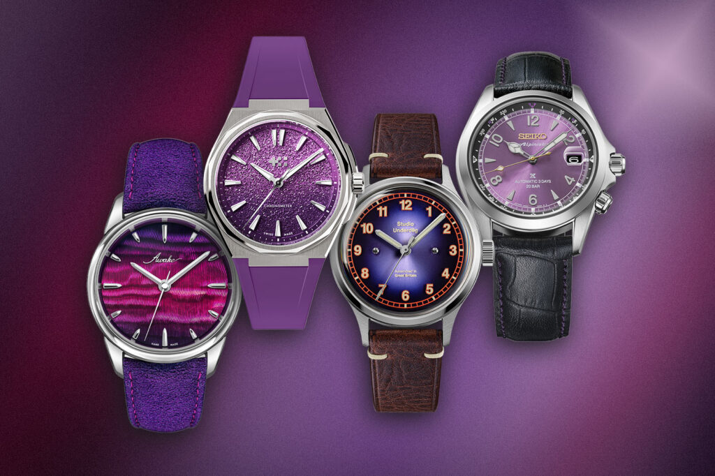 The Purple Watches Setting the Tone for 2026 Selection of purple dial watches from 2026 arranged on a clean editorial surface