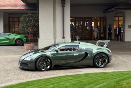 Bugatti’s Veyron Le Directeur Brings a Designer’s Touch to Monterey Car Week Bugatti Veyron Le Directeur in metallic green at Monterey Car Week