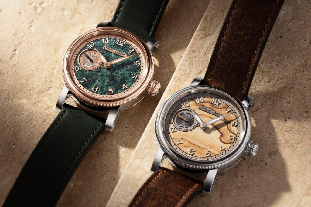 Chronoswiss Small Second Jasper and Serpentine stone dial watches