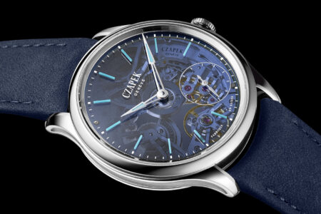 Czapek Promenade Transparencies Aqua Blue watch with translucent blue fumé sapphire dial
