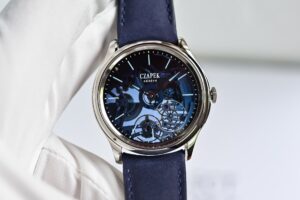 Czapek Brings Aqua Blue Transparency to the Promenade Czapek Promenade Transparencies Aqua Blue watch with smoked sapphire dial and blue strap
