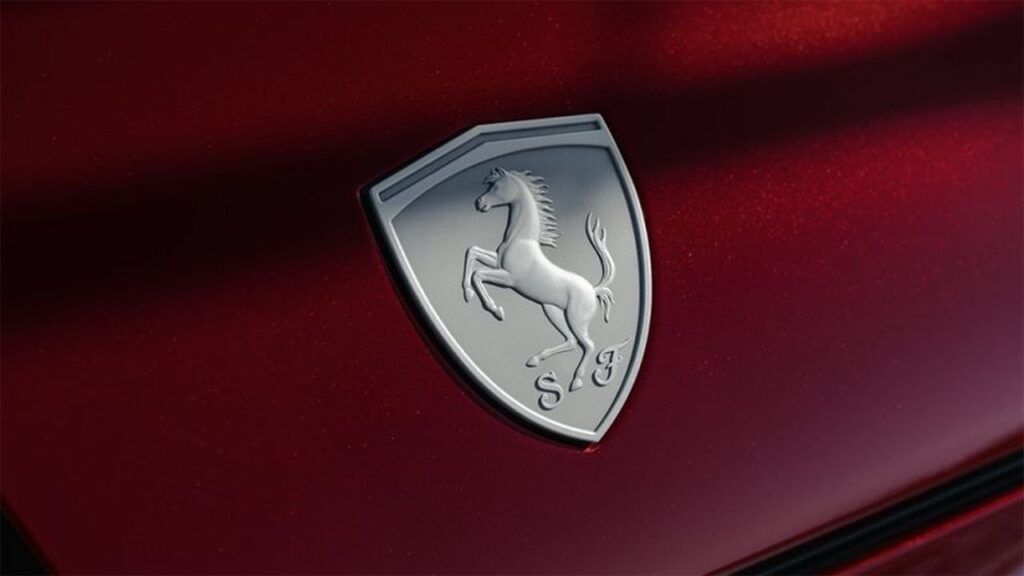 Ferrari LC67 Trademark Points to a New Mystery Name from Maranello Ferrari badge on a red supercar with a mysterious LC67 theme