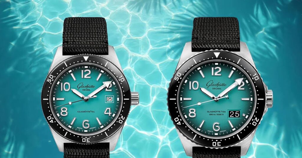 Glashütte Original Brings a North Atlantic Glow to the SeaQ Glashütte Original SeaQ Northern Tide limited edition watch with turquoise dégradé dial