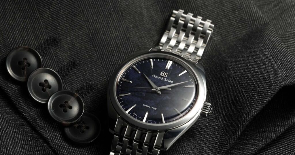 Grand Seiko SBGY043 watch with deep indigo Iwao dial