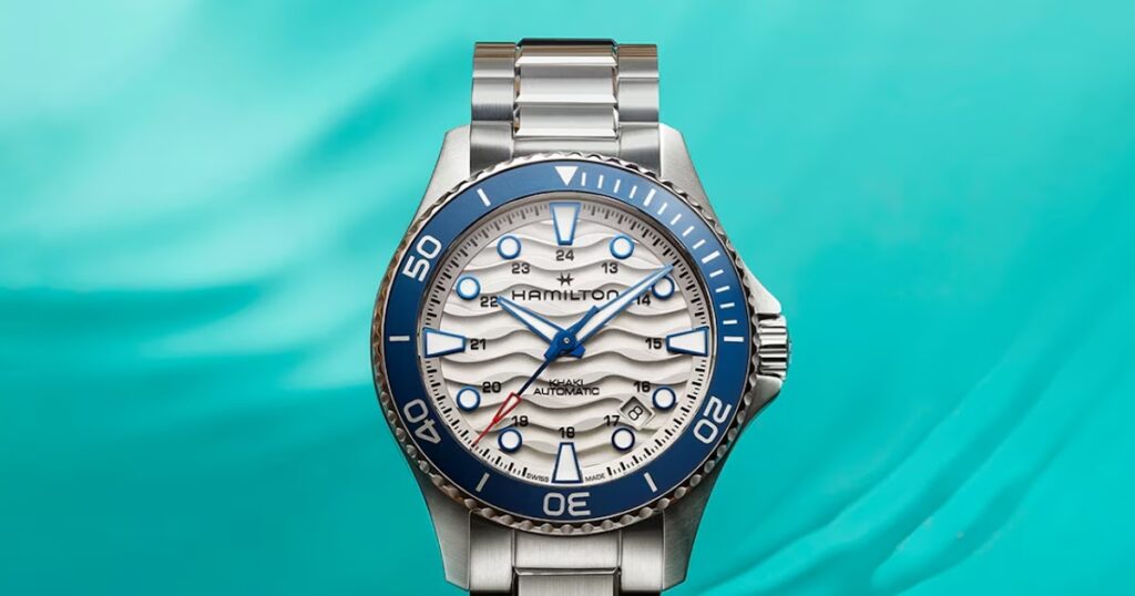 Hamilton Adds Wave Dials to the Khaki Navy Scuba Auto 40mm Hamilton Khaki Navy Scuba Auto 40mm with wave-pattern dial