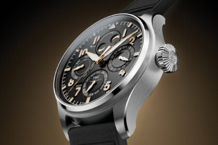 IWC Gives the Big Pilot Perpetual Calendar ProSet a Mercedes-Benz Anniversary Edition IWC Big Pilot’s Watch Perpetual Calendar ProSet 140 Years Mercedes-Benz with black dial and gold accents