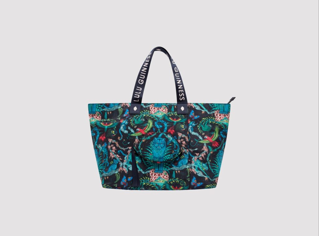 Lulu Guinness and Emma Shipley limited-edition printed accessories in jewel-toned colours