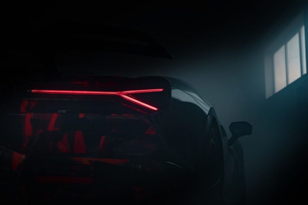 Lamborghini Revuelto SV teaser showing carbon fibre details and performance-focused design