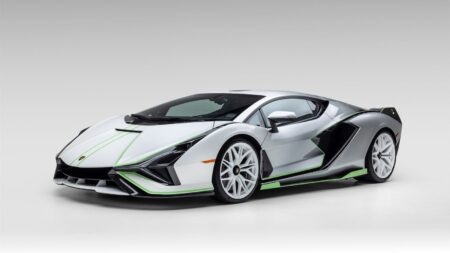 Low-Mileage Lamborghini Sián FKP 37 Heads to Auction With a $3 Million Estimate 2020 Lamborghini Sián FKP 37 in Bianco Asopo with Verde Lampros accents