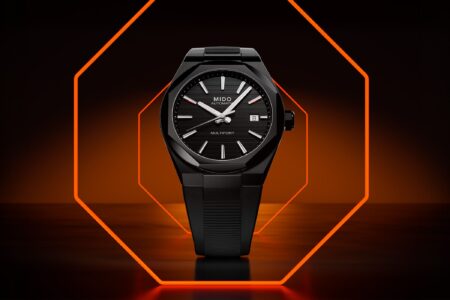 Mido Gives the Multifort 8 One Crown a Black PVD Finish Mido Multifort 8 One Crown black PVD watch with black textured dial and integrated rubber strap