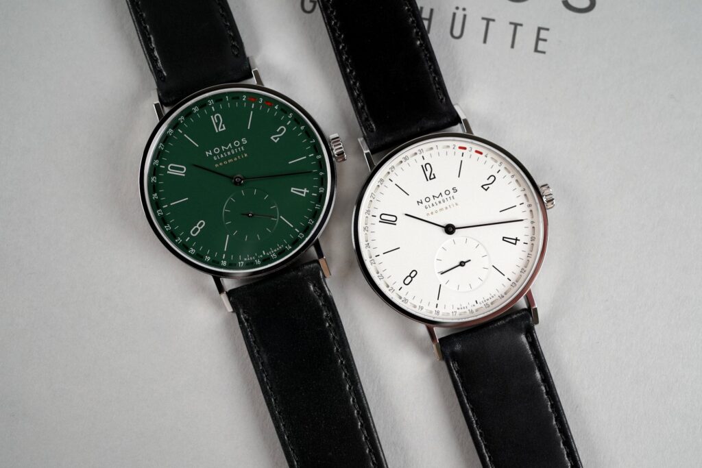 Nomos Gives the Tangente Update a Sharper 38.5mm Case Nomos Tangente Neomatik 38 Update with peripheral ring date in stainless steel