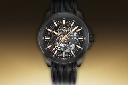 Norqain gives the Independence Skeleton a darker titanium DLC case Norqain Independence Skeleton Titanium DLC watch with black openworked dial on rubber strap