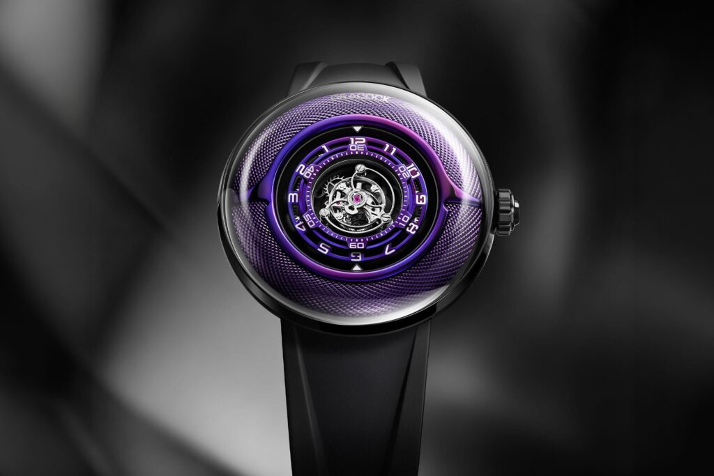 Peacock Pushes the Central Tourbillon Under USD 5,100 With the Black Hole III Peacock Black Hole III Curved Guilloché Central Tourbillon with central tourbillon and curved dial