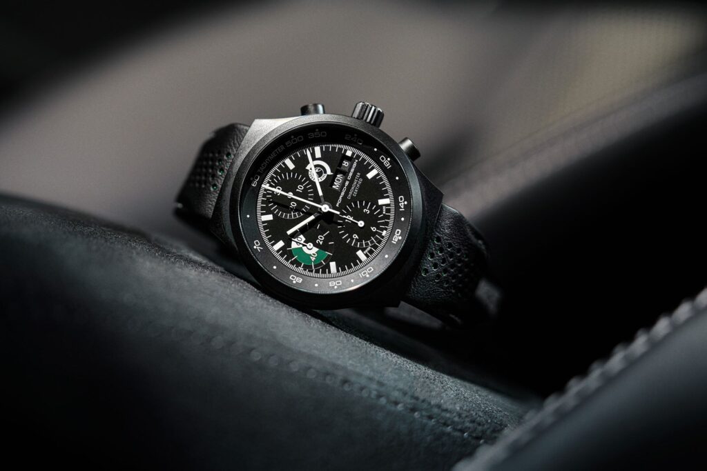 Porsche Design Marks the Nürburgring Centenary With a GT3-Only Chronograph 1 Porsche Design Chronograph 1 911 GT3 100 Jahre Nürburgring with black dial and titanium case