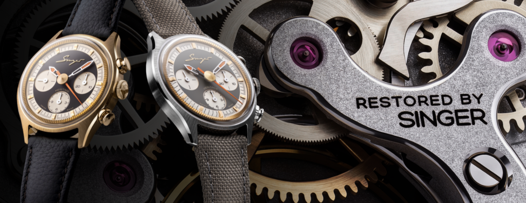 Singer Reimagined Returns to the Valjoux 72 with the Heritage V72 Singer Reimagined Heritage V72 chronograph with restored Valjoux 72 movement visible through the sapphire caseback