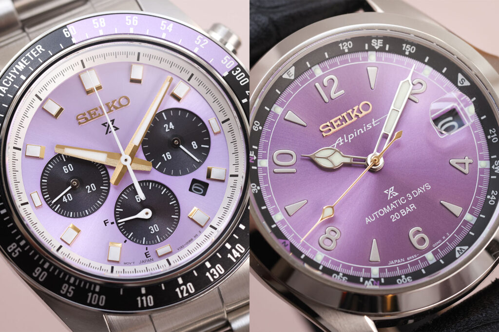 Seiko Marks 145 Years with Edo Purple Anniversary Watches Seiko 145th Anniversary Edo purple watches including Alpinist Speedtimer Cocktail Time GMT and Seiko 5 Sports models