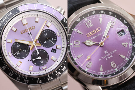Seiko 145th Anniversary Edo purple watches including Alpinist Speedtimer Cocktail Time GMT and Seiko 5 Sports models
