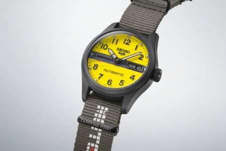 Seiko 5 Sports x Honda Motocompo HDB010 yellow dial limited edition watch