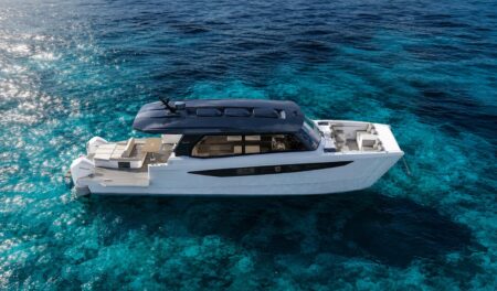 SilverCat 47 Leads a Roomier New Era for the Power Catamaran Brand SilverCat 47 power catamaran with wide cockpit and fold-down balconies on the water
