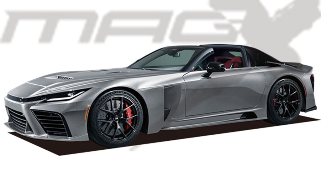Toyota GR GT prototype imagined with an Aero Top removable roof on a mountain road