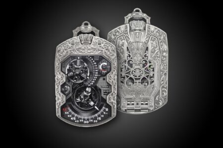 Urwerk UR-1001 Amadeus hand-engraved titanium pocket watch