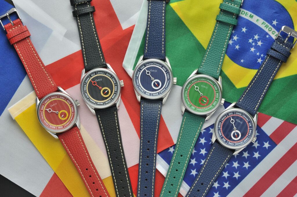Vario NAVI Voyage Sets Sail with Five European Language Dials Vario NAVI Voyage Chapter One watches with European flag-inspired dials and leather straps