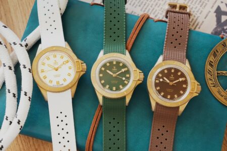 Yema Gives the Superman Bronze CMM.10 a Permanent Three-Dial Lineup Yema Superman Bronze CMM.10 watches with green brown and white lacquer dials