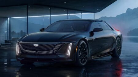 Cadillac Celestiq Night Test in Caspia Tricoat Metallic at The Quail