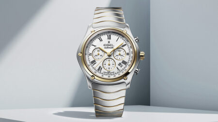Ebel Brings Gold Detail to the Sport Classic Chronograph for 115 Years Ebel Sport Classic Chronograph 40mm 115th Anniversary with opaline dial and integrated bracelet