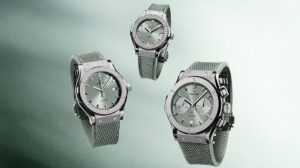 Hublot Gives the Classic Fusion a Sage Green Summer Update Hublot Classic Fusion Sage Green watch with titanium case and green sunburst dial