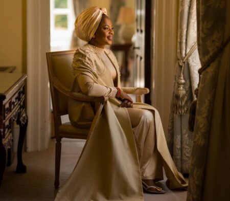 SELHAYA Names Queen Temitope Enitan-Ogunwusi Its First Royal Patron Queen Temitope Enitan-Ogunwusi wearing a gold silk ceremonial design at SELHAYA’s Royal Cultural Salon in London